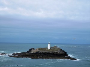 Godrevy Lighthouse, visible from sea and shore.