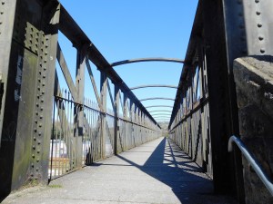 Bridge over train tracks at Truro, start of a spirit-inspiring walk.