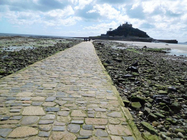 The Causeway at low tide lets us walk to St Michael's Mount.