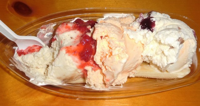 Blueberry ice cream was one of my choices. I slept like a log in the main log building.